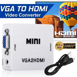 Мини VGA конвертер HDMI с аудио VGA2HDMI видео с разрешением 1080 P Адаптер для PS3 Xbox 360 PC ноутбук HD ТВ проектор