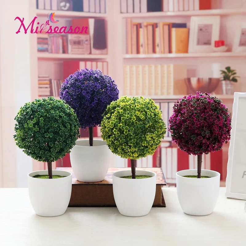 1pc Welcoming Sakura Emulate Bonsai Simulation Decorative Artificial Flowers Fake Green Pot Plants Ornaments Home Decor