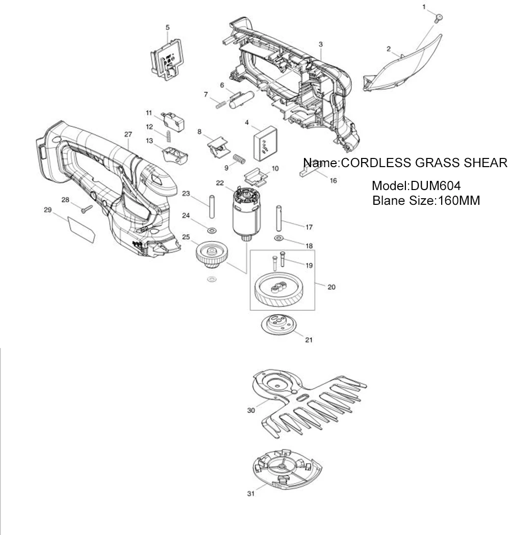 Японский Makita DUM604 160 мм Беспроводная газонокосилка с зарядкой, газонокосилка, домашний Маленький Многофункциональный триммер для живой изгороди 1250spm