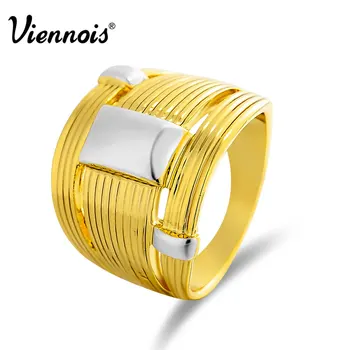 

Viennois New Gold & Silver Color Metallic Multilayer Rings for Women Geometric Wide Stack Ring Female Mixed color Brand Jewelry