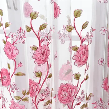 

curtains Modern Floral cortina voile Tulle Curtains para Living Room curtains para Bedroom Kitchen quarto blind 1pic