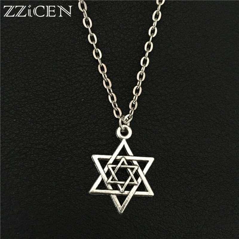 

New Vintage Israel Judaica Antique Silver Jewish Magen Star of David Pendant Necklace Women Bat Mitzvah Gifts Hexagram Jewelry