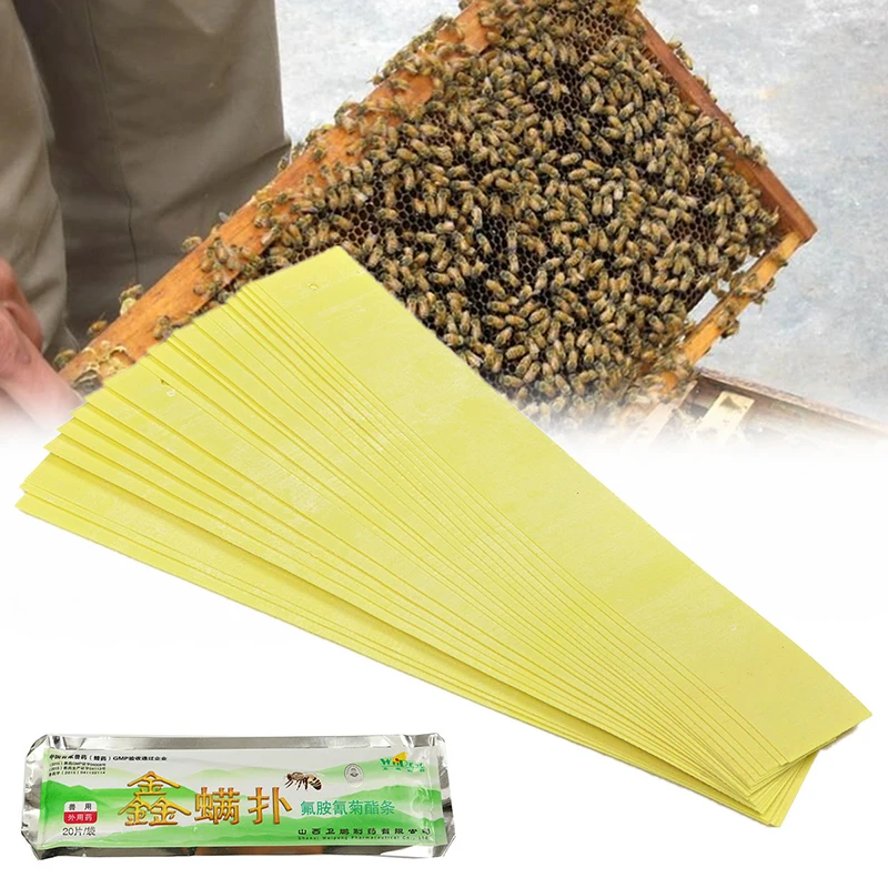 

20pcs/lot Professional Acaricide Bee Mite Strip, Beekeeping Fluvalinate Strips Against Varroa Mite Killer Pest Control Strip