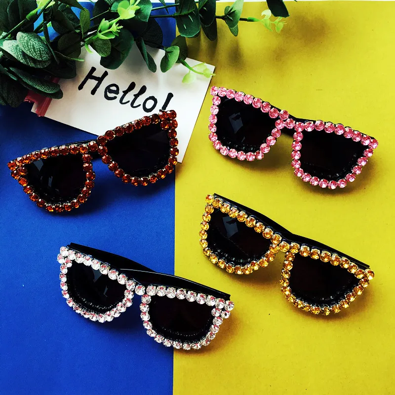 F224 вечерние Клубные солнцезащитные очки со стразами унисекс с блестящими кристаллами бриллиантовые оттенки элегантные модные негабаритные Квадратные Солнцезащитные очки женские