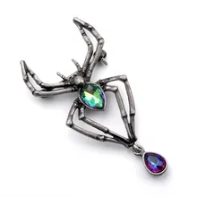 Moda Amuletos Cristal araña Broche Vintage Punk De Halloween Cosplay Regalo Broche De joyería Lnsignias En El Collar Animal Broche
