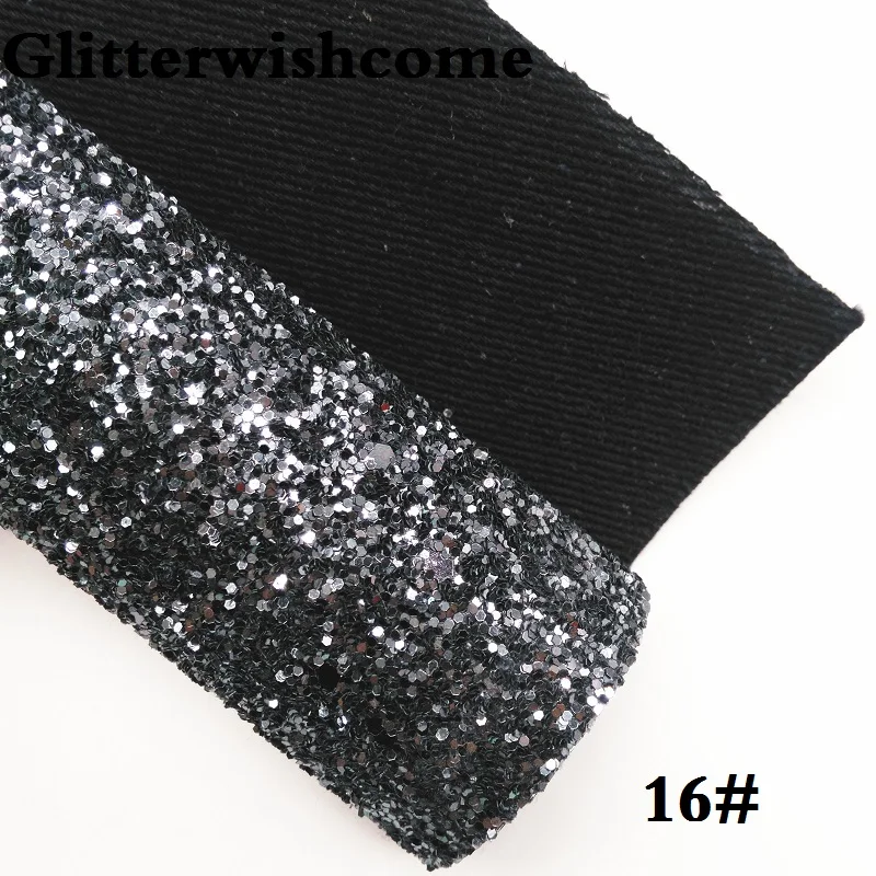 Glitterwishcome 21X29 см A4 размер винил для бантов, сверкающий толстый блеск кожа ткань винил для бантов, GM098A - Цвет: 16