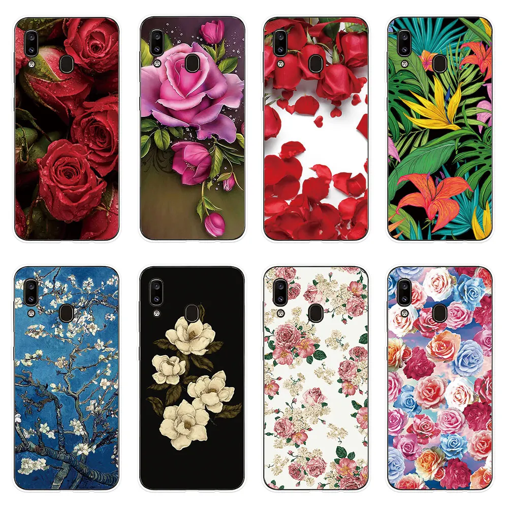 

Silicone Case Flowers For Sumsung Galaxy A10 A20 A20E A30 A40 A50 A60 A70 A80 Phone Cover For Sumsung M10 M20 M30 Cover Case