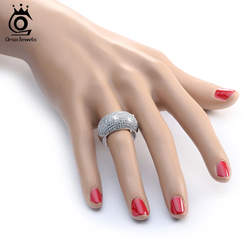 ORSA JEWELS Luxury Wedding Band Engagement CZ Ring Paved 196 Pieces AAA Austrian Cubic Zirconia Fashion Jewelry for Women OR123