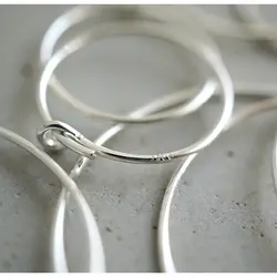 PINJEAS s925 серебро ручной работы гладкие круглые провода Приплюснутые ушной крючок для аксессуары и украшения