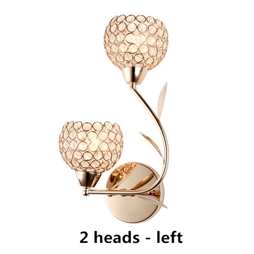 Современный художественный высококачественный кристалл E27 настенный светильник Европейский роскошный стиль светодиодный настенный светильник для дома, спальни, гостиной, украшения - Цвет абажура: 2 heads-left