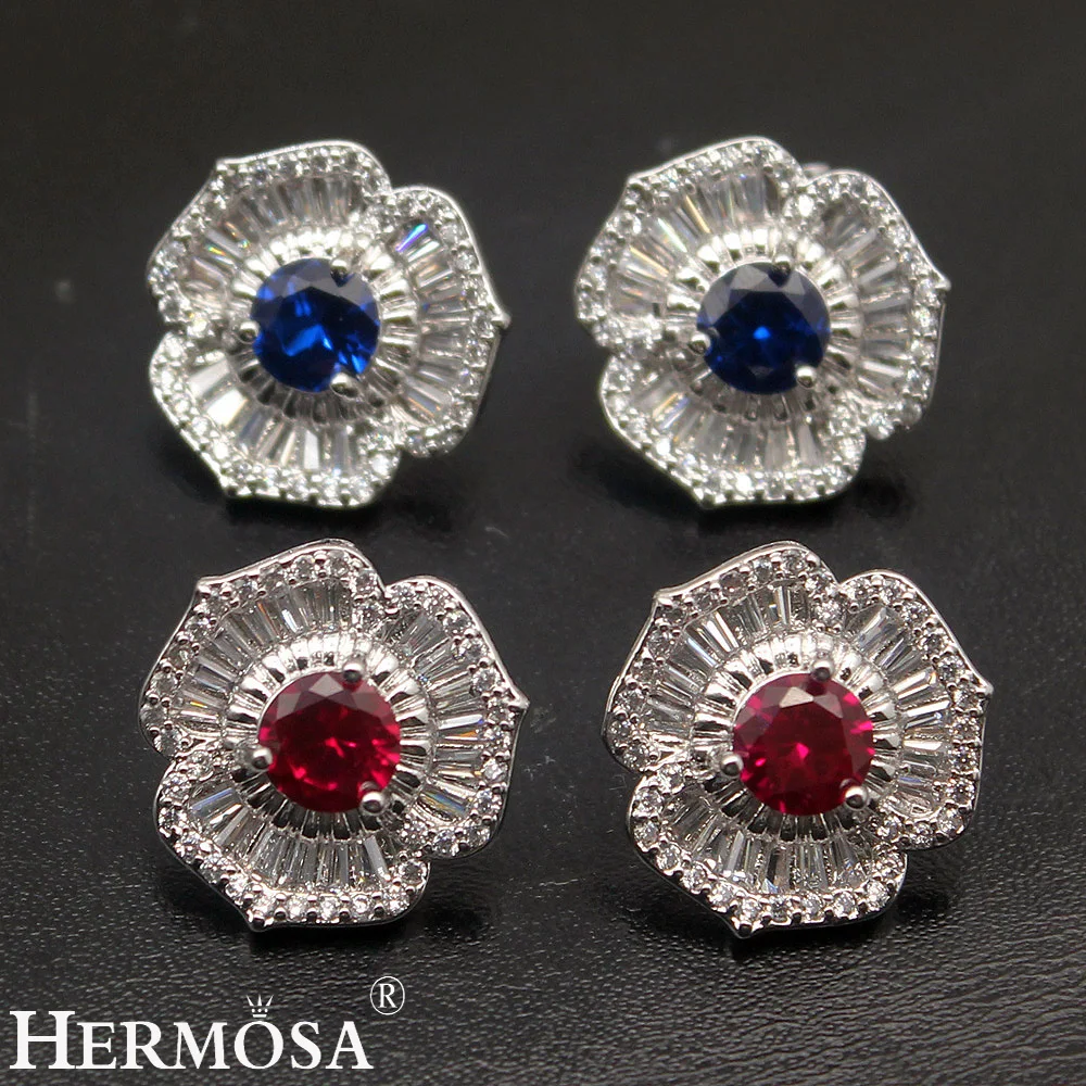 

Hermosa Big Sale Specify Products Promotion Floral Hot 925 Sterling Silver Stud Earrings For Women Christmas Gift
