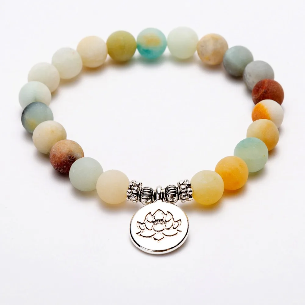 Амазонные камни OM Lotus Yoga чакра Дерево жизни Будда бусины растягивающиеся
