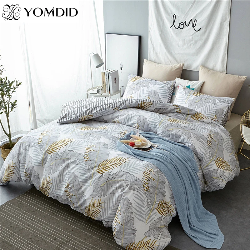 

Home Textiles Duvet Cover Pillowcase 2PCS Twin/Queen Size Polyester Duvet Cover Set Printed Plant Flower Pattern Bedding Set