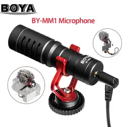 BOYA by-mm1 компактный on-камера Микрофон конденсаторный cardiod микрофон для IOS 7 6 6S и Android-смартфон Mac проводной 3.5 мм Mic