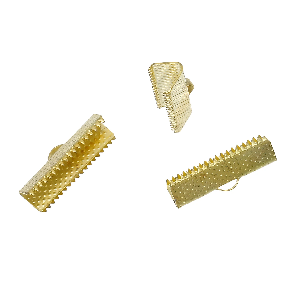100 Gold Plated Findings 8x7mm Ribbon Clamp Crimp Ends