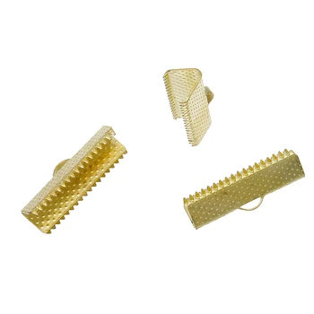 

Doreen Box Necklace Cord End Caps Ribbon Crimp End Findings Gold color 22mm(7/8")x8mm(3/8"),100 PCs 2015 new