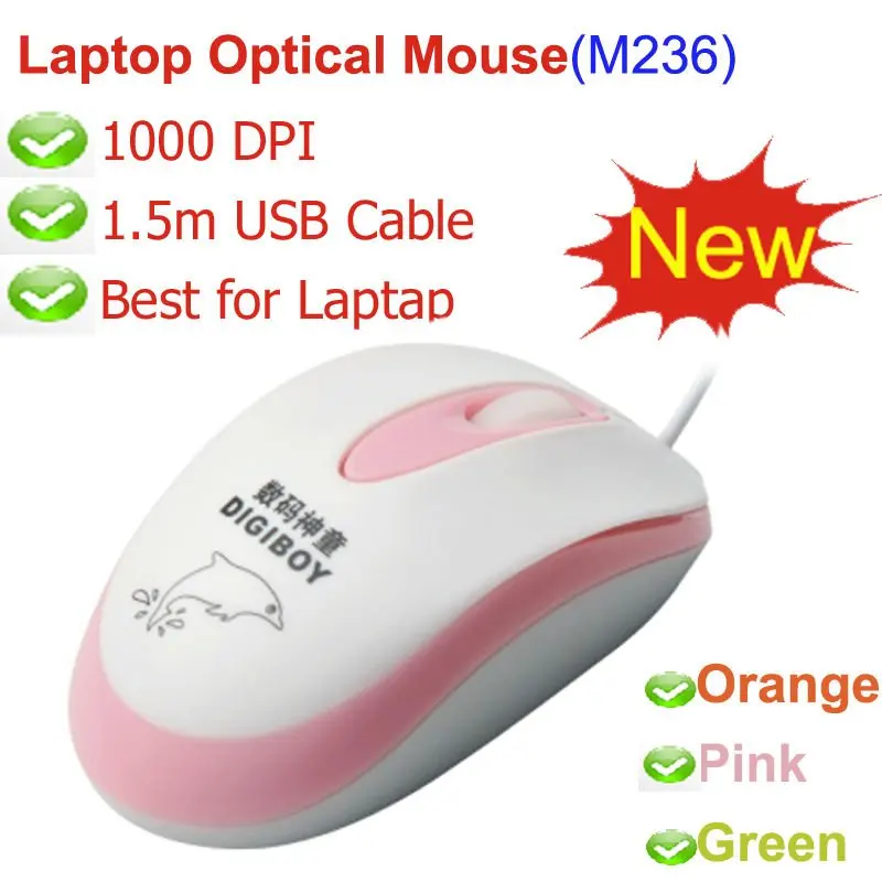 M236 Free Shipping 1000DPI Wired Mouses fOptical or Desktop and Laptop