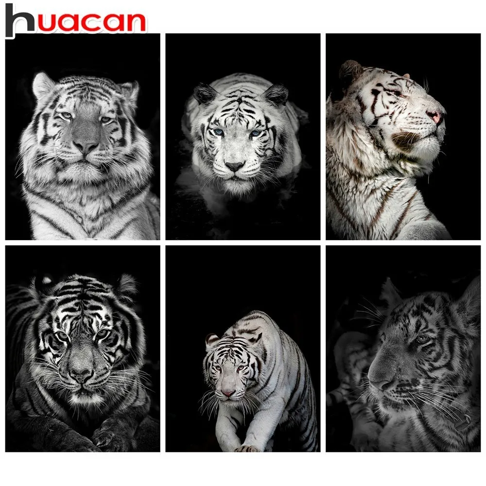 

HUACAN Tiger Diamond Painting 5D DIY Full Drill Square Diamond Embroidery Diamond Mosaic Animal Picture Of Rhinestone Decoration