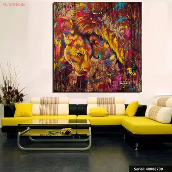 

art Lions Animal Classical oil Painting Drawing art Spray Unframed Canvas handmade straw iron technical handmade wire48088739