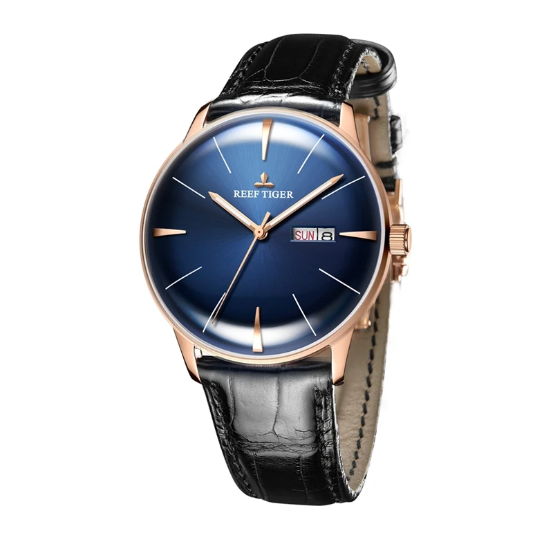  New Reef Tiger/RT Mens Dress Watches with Date Day Convex Lens Watches Analog Automatic Watches RGA