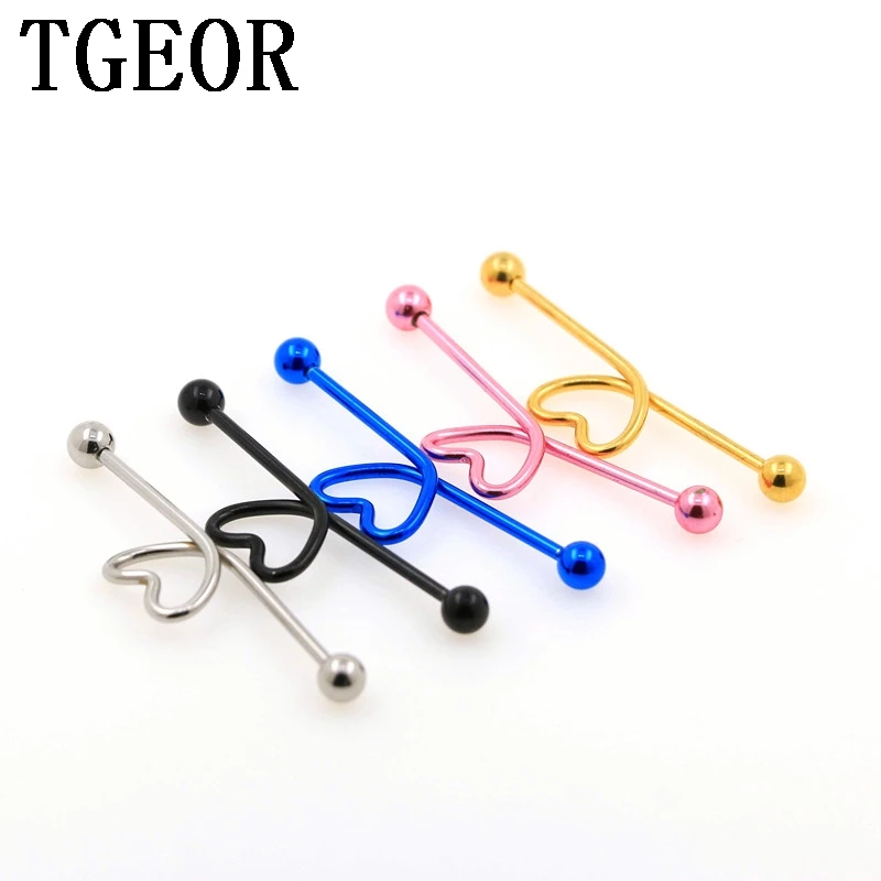 Bilancieri Scaffold 20 Pcs Chirurgico In Acciaio Inossidabile 1.6*40*5/5Mm Colori Cuore Gemellaggio Bilanciere Industriale Piercing Spedizione Gratuit