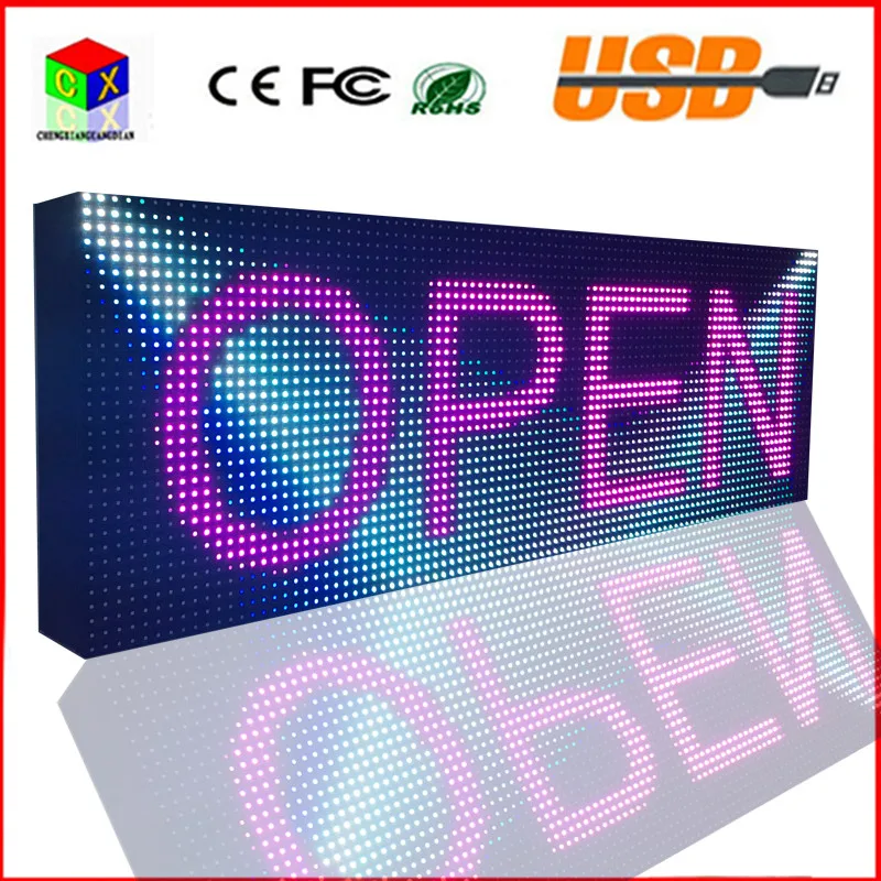 Светодиодный знак USB Программируемые rolling информация LED дисплей 38x12.6 дюйма P10 rgb открытый полноцветный светодиодный дисплей