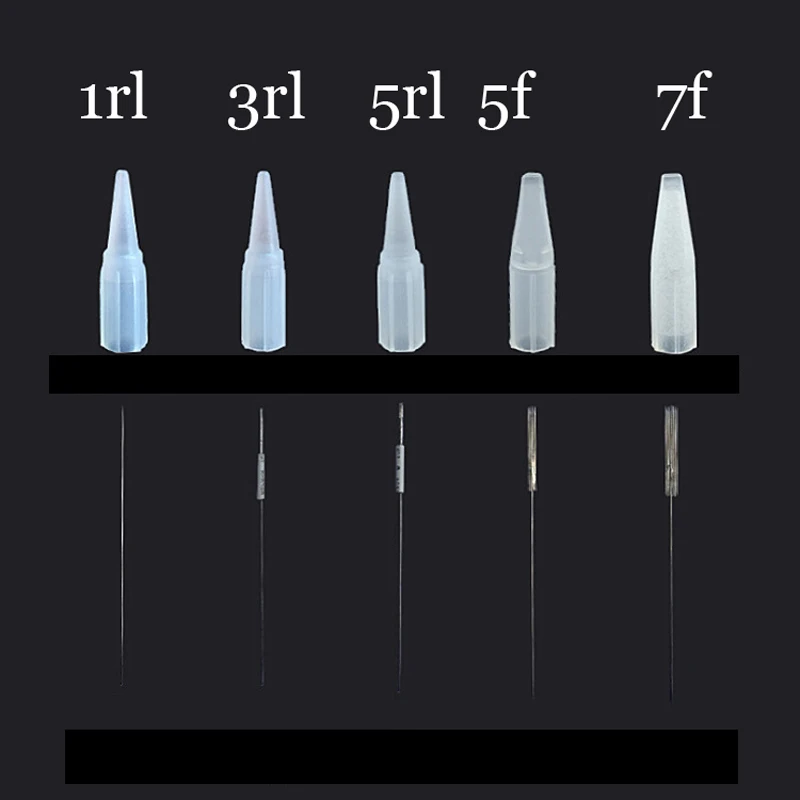 Иглы для татуажа RL 50 шт. Перманентный макияж бровей губ микроблейдинг круглые иглы стерилизованная тату машина с форсункой комплект поставки