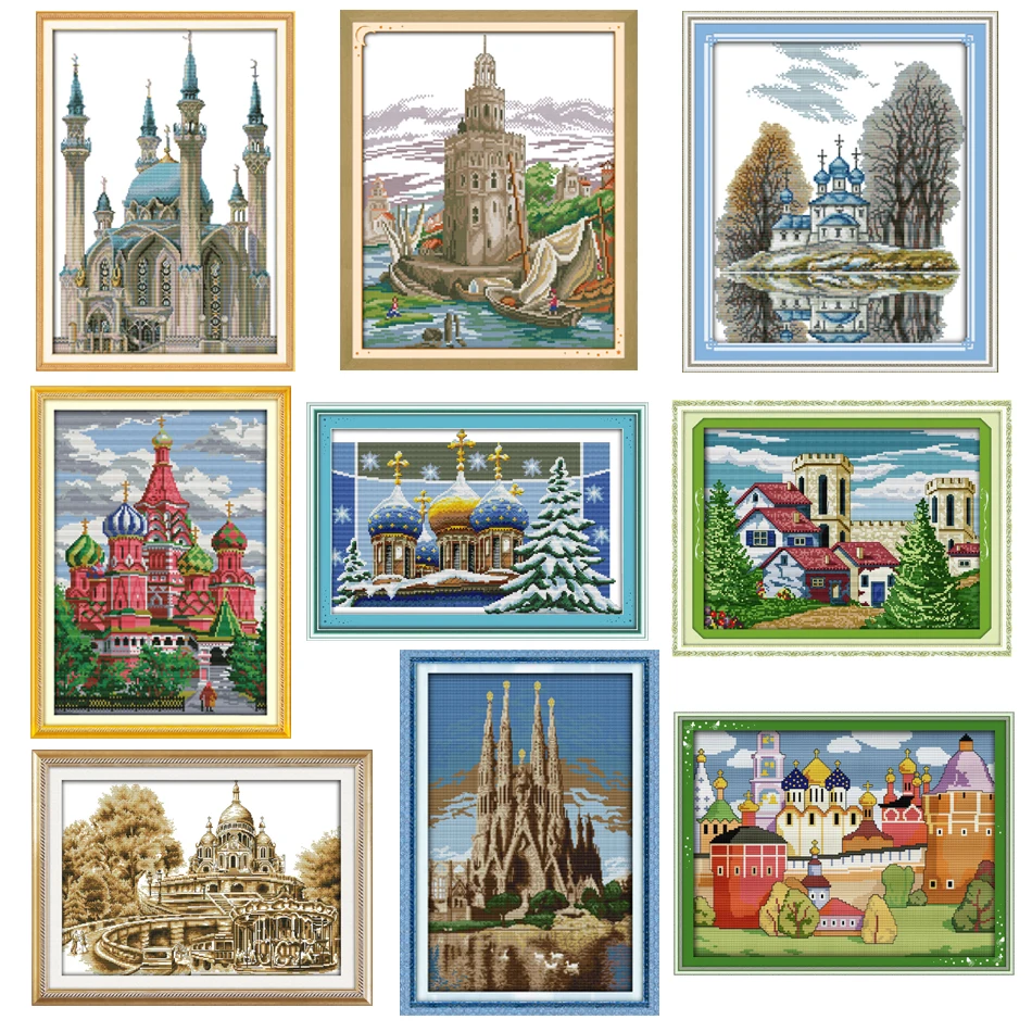 

Joy Sunday,Castle,cross stitch embroidery set,printing cloth embroidery kit,needlework, embroidery kitChinese cross stitch kit