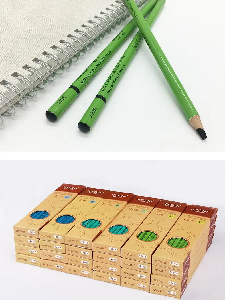 

12pc new gift Set Wooden Lead Professional drawing art Sketch Charcoal pencils