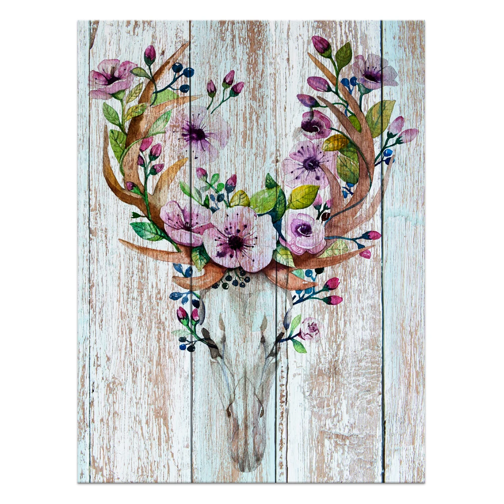 1 Panel HD Printed Abstract Wood Board Painting Canvas Art Decor Flower