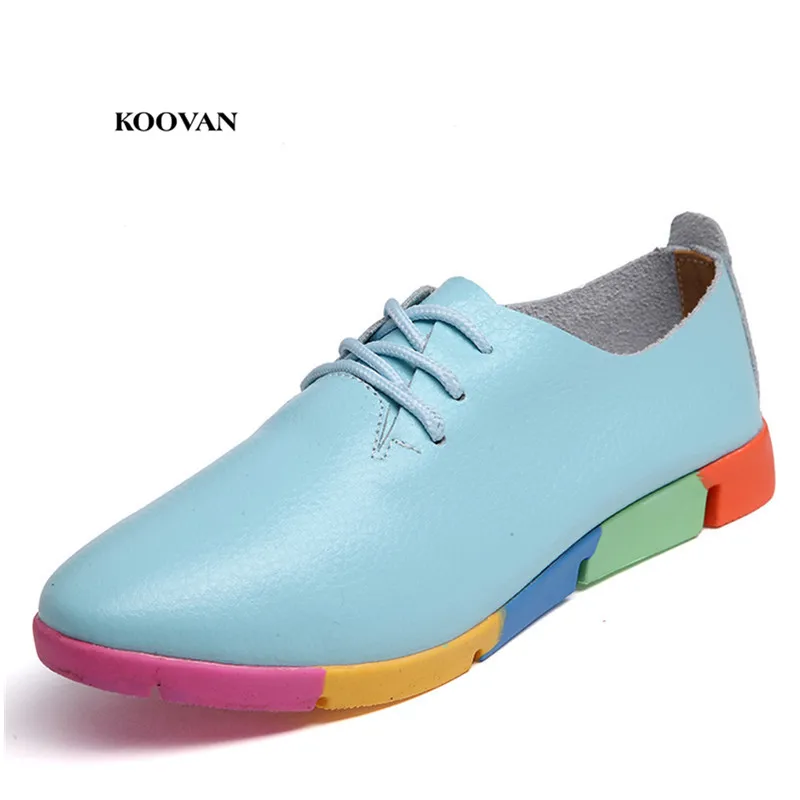 Prix Koovan Réel En Cuir Mère Appartements de Femmes 2018 Nouveau Printemps Automne Femmes Enceintes Chaussures de Commerce Occasionnel Grande Taille 44 Pois chaussures