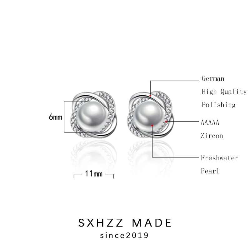 SXHZZ новые высококлассные 925 пробы серебряные серьги с цирконием и жемчугом, роскошные серьги-гвоздики для женщин, brincos pendientes, высокое качество