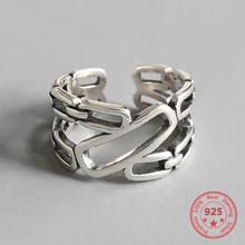 

2019 Fashion 925 Sterling Silver Popular Simple Retro Geometric Open Rings for Women Jewelry