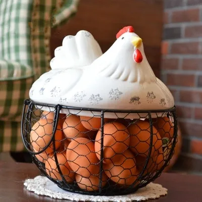 Керамическая подставка для яиц, куриная проволока, корзина для яиц, корзина для фруктов, креативная коллекция, керамические украшения для куриц, аксессуары для кухни
