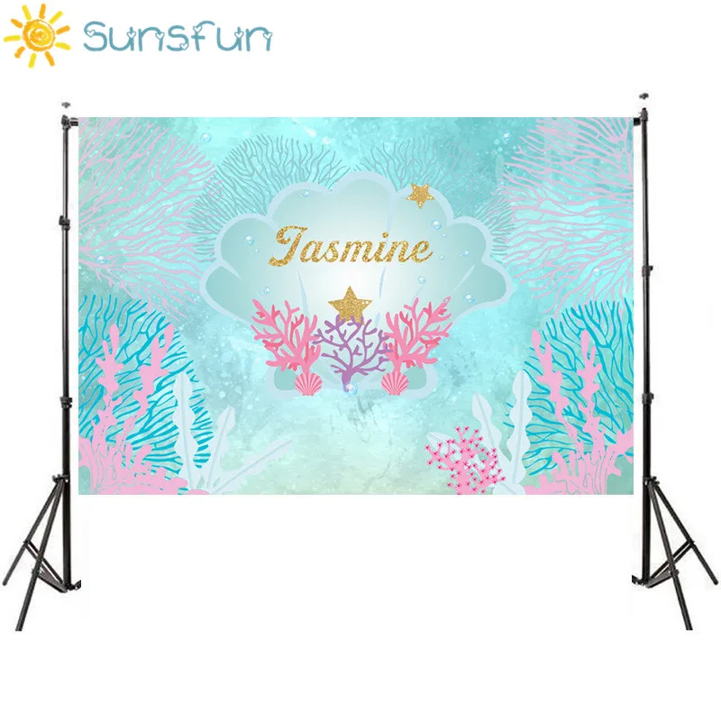 us 6 2 8 off sunsfun 7x5ft mermaid photo background children birthday party background sea theme background jellyfish photocall in background from party theme background