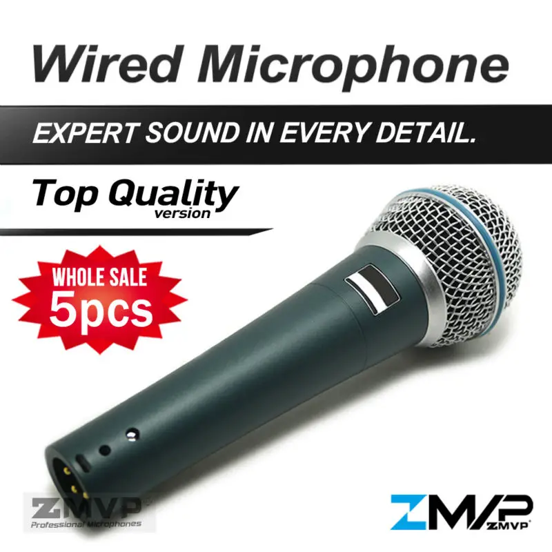 Free Shipping 5pcs Top Quality Version B 58 A Professional Vocal Karaoke Handheld Dynamic 58A Wired