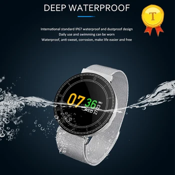 

0.96 inch color screen round Smart Fitness Bracelet IP67 Waterproof Pedometer Heart Rate Monitor Smart Wristband For IPhone 8