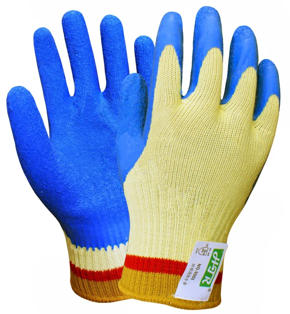 Арамидное волокно Cut Доказательство безопасности перчатки с латексным покрытием Cut сопротивление рабочие перчатки
