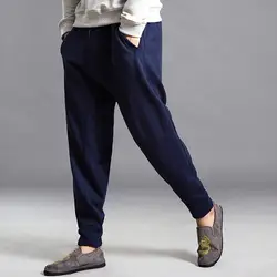 Новинка 2017 зимние мужские повседневные штаны в стиле ретро цвет китайские Штаны Мужская Штаны на народном стиле