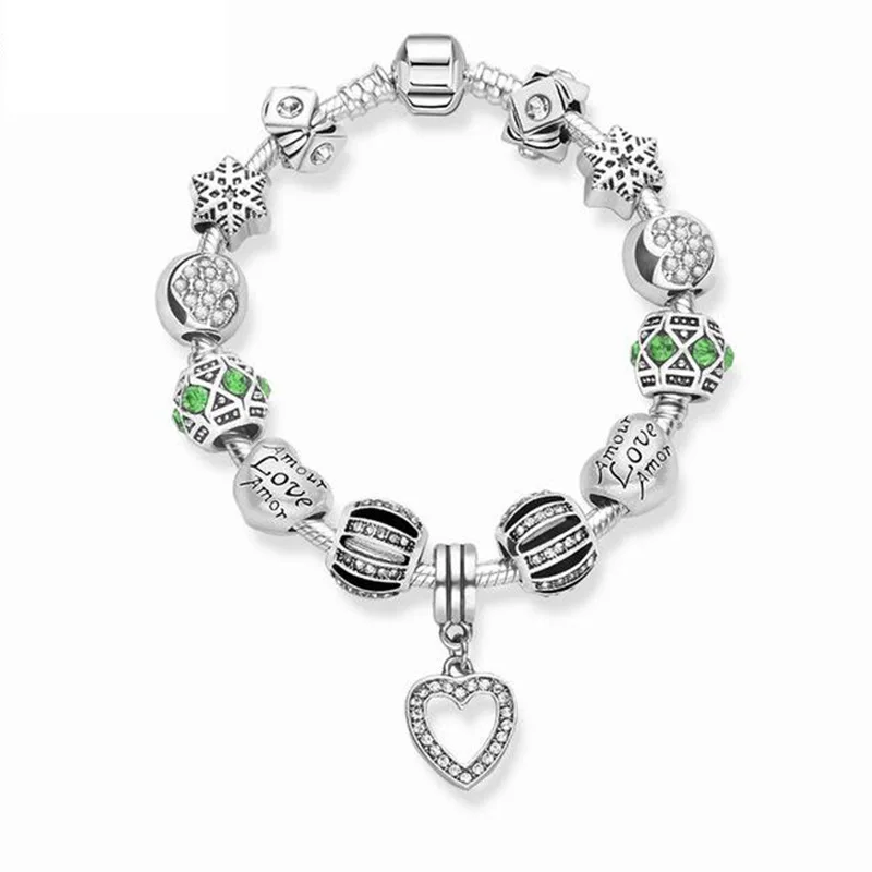 

2019 Multiple Colour High-end Romantic Love Crystal Snake Bone Bracelet DIY Alloy Lettering Loose Beads Beaded Jewelry