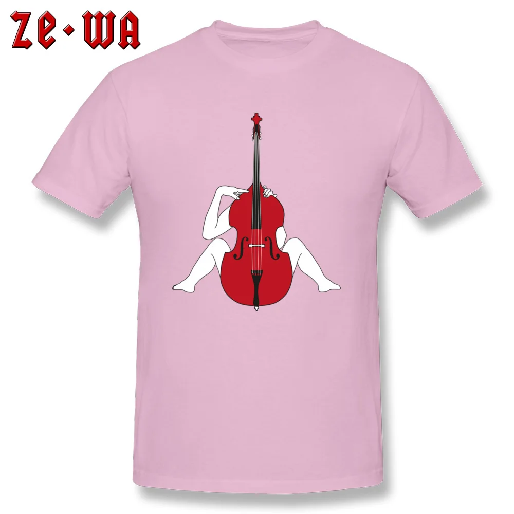 Double Bass Lover Brand New Cool Tops Shirt O Neck Lovers Day All Cotton Short Sleeve T-Shirt for Men Design Tee-Shirts Double Bass Lover pink