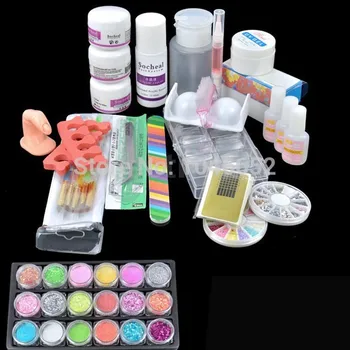 

Hot Sale Acrylic Glitter Powder Glue File French Nail Art UV Gel Tips Kit Set Dust Stickers Brush BTT-95