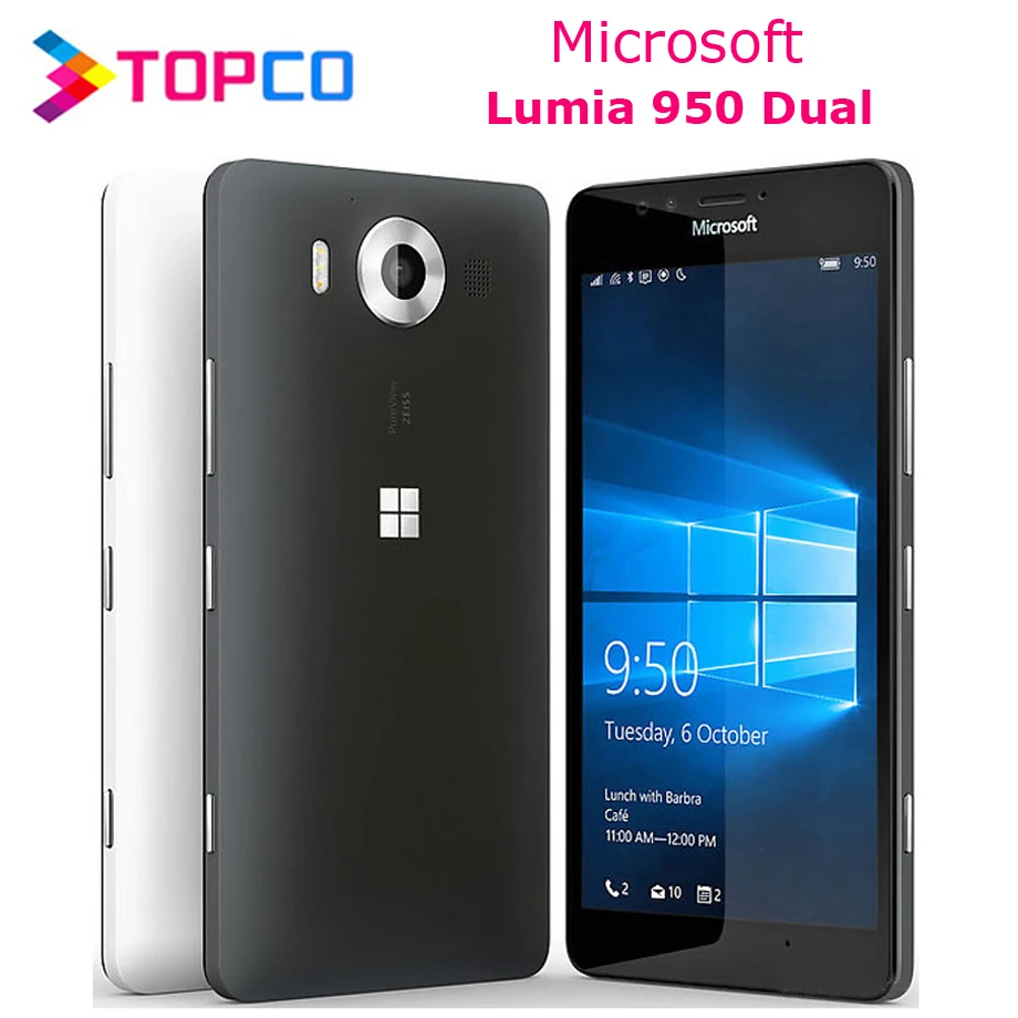 Microsoft Lumia 950 двойной разблокированный Windows 10 мобильный телефон 4G GSM 5,2 ''20MP wifi gps Hexa Core 3 Гб ram 32 Гб rom