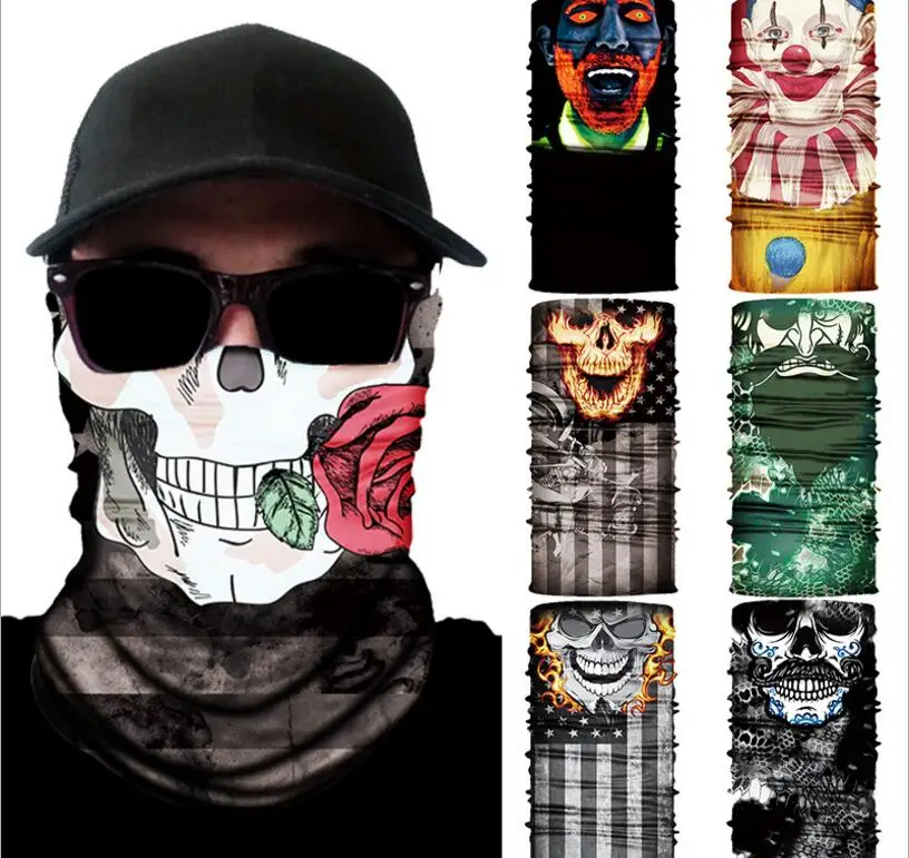 

Clown Bearded Skull Halloween Hip Hop Magic Turban Cycling Locomotive Fishing Mask Bib Men and Women