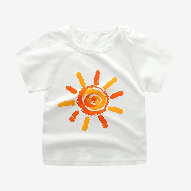 Летняя футболка для маленьких мальчиков хлопковые футболки с короткими рукавами и рисунком для мальчиков младенцев и девочек детская одежда футболки