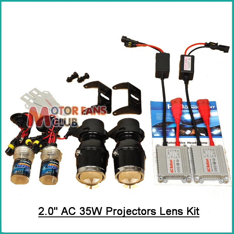 

2.0" AC 35W Universal HID Fog Light Projectors Lens Kit 3000k 6000k 8000k Headlight Bulbs With Ballasts 3000-3500LM For 12V DRL