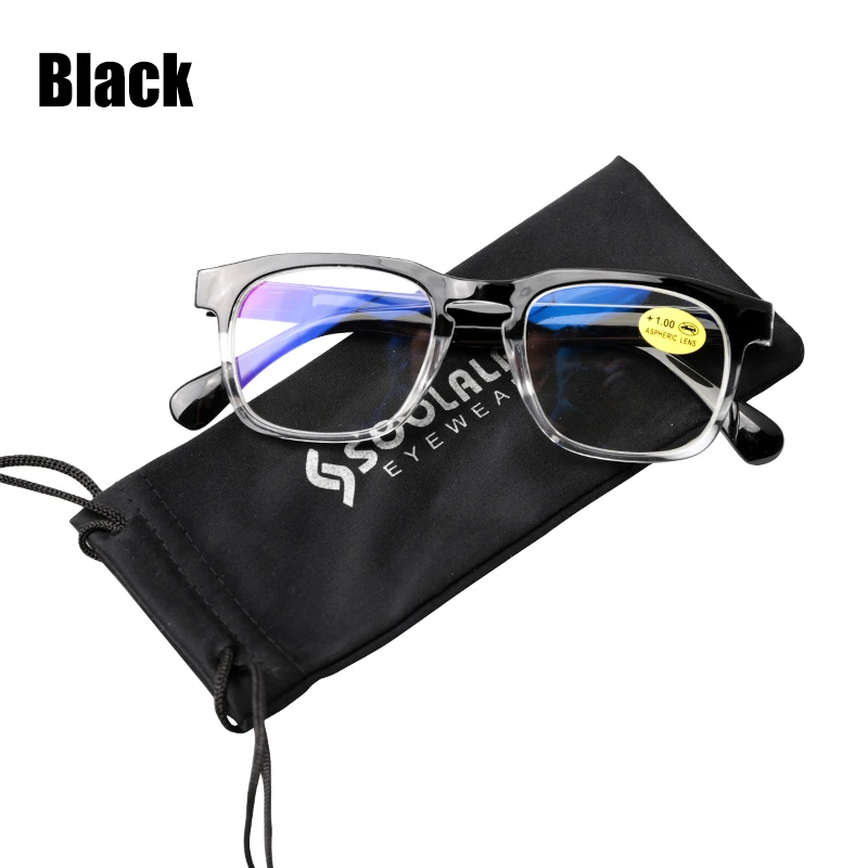 SOOLALA весенние шарниры мужские очки для чтения хит цветов женские очки с диоптриями оптические увеличительные защитные очки для пресбиопии - Цвет оправы: Black