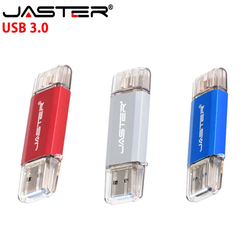 

JASTER 3 in 1 OTG USB Flash Drive USB3.0 + Micro usb + Type-C Pen Drive128GB 64GB 32GB 16GB 8GB 4GB Pendrive for Android/PC