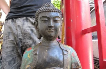 

17Tibet Folk temple Old Copper Bronze handwork cloisonne Tathagata Buddha Statue