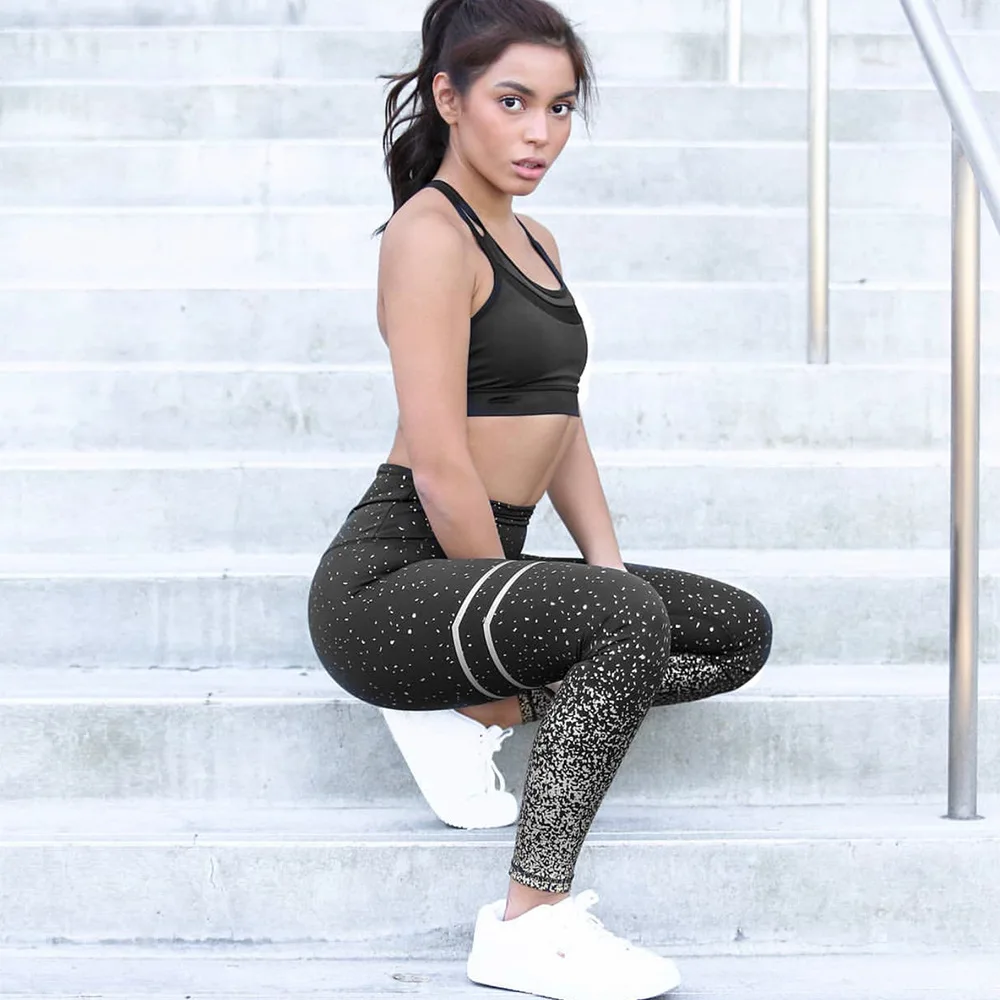 Normov nova hotsale mulheres ouro imprimir leggings